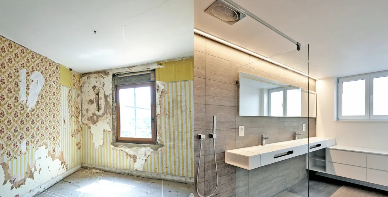 Badsanierung vor und nach der Renovation